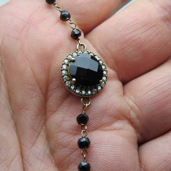 14k *925 Sterling Silver Onyx Bracelet - Picture 1 of 3